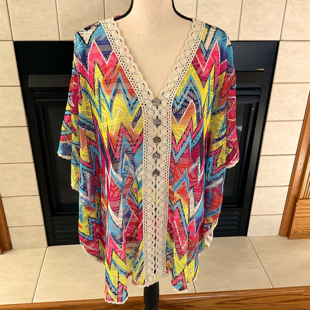 NWT Multiples “Missy Sunny Isle” Open Weave Coverup, Women’s Sz XL